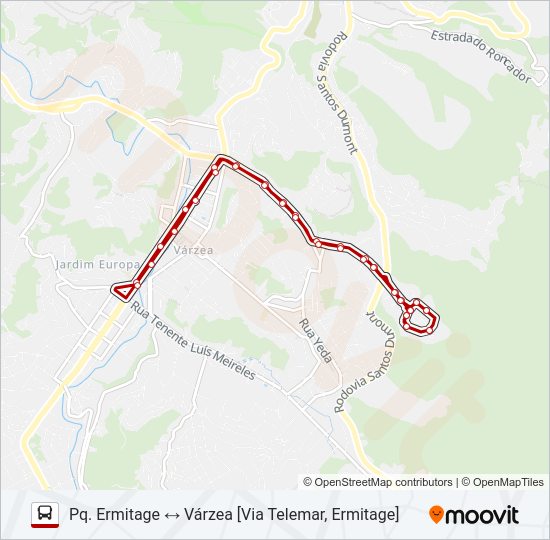Mapa da linha 20A de ônibus
