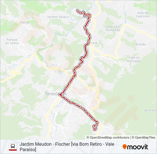 Mapa da linha 23A de ônibus