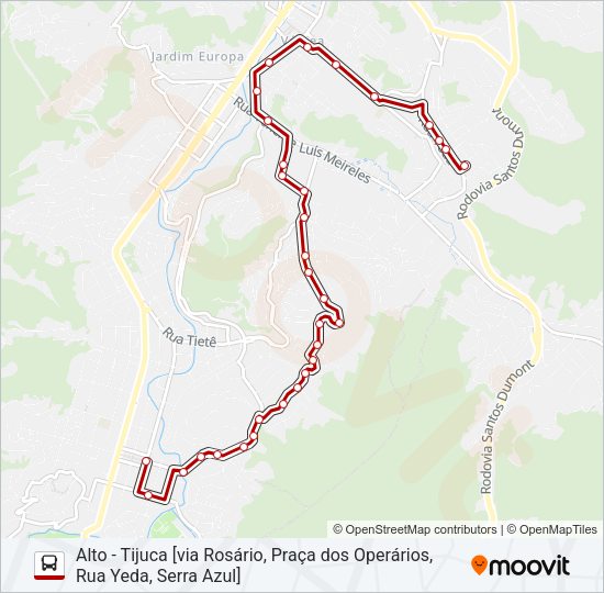 Mapa da linha 26A de ônibus