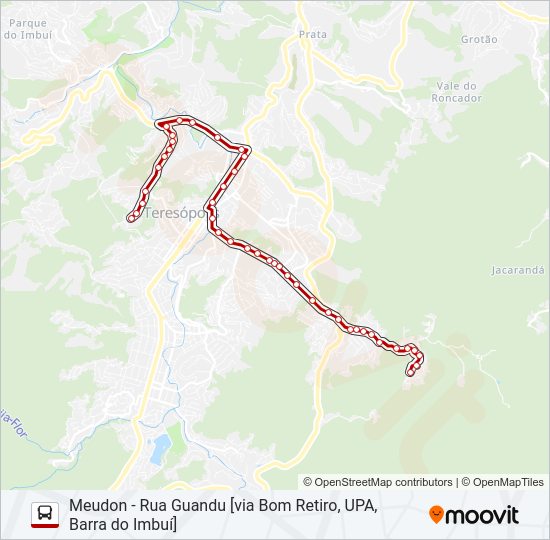 Mapa da linha 28A de ônibus