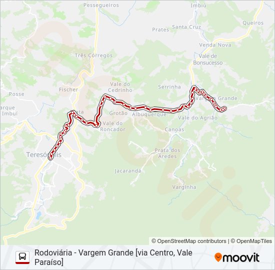 Mapa da linha 35A de ônibus
