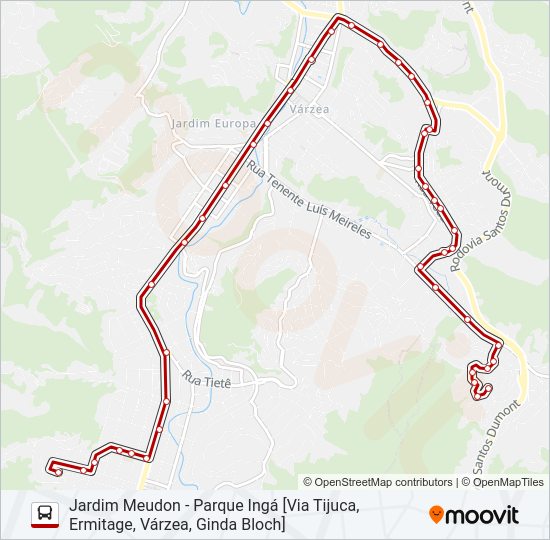 Mapa da linha 37A de ônibus