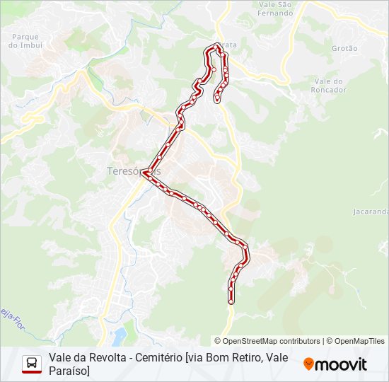Mapa da linha 42A de ônibus