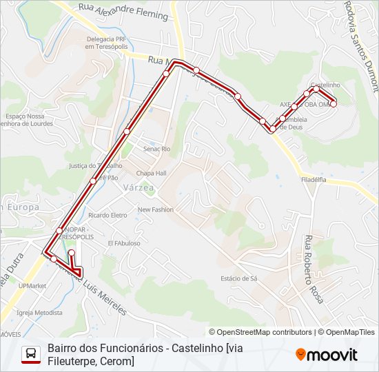 Mapa da linha 44A de ônibus