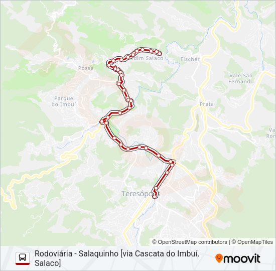 Mapa da linha 52A de ônibus