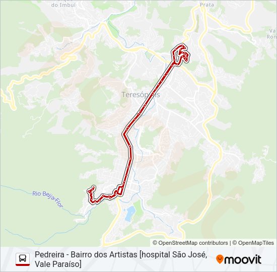 Mapa da linha 54A de ônibus