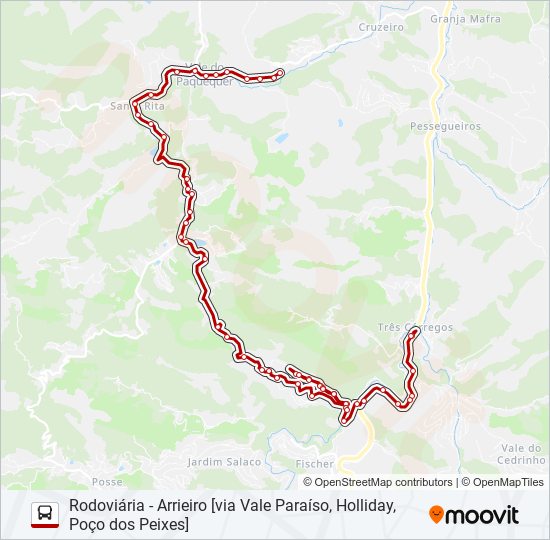 Mapa da linha 55A de ônibus