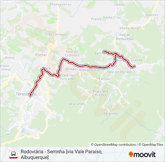 Mapa da linha 58A de ônibus