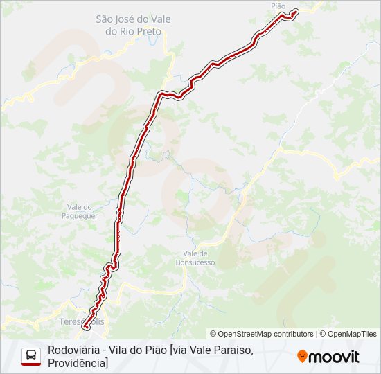 Mapa da linha 70A de ônibus