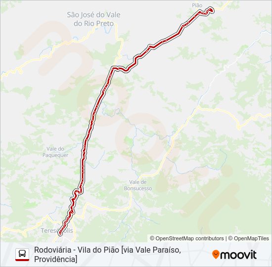 Mapa da linha 70A de ônibus