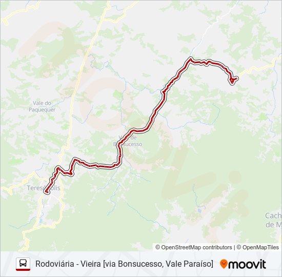 Mapa da linha 73A de ônibus