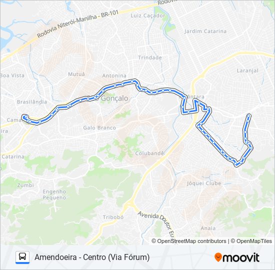 Mapa da linha 34 de ônibus