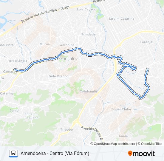 Mapa da linha 34 de ônibus