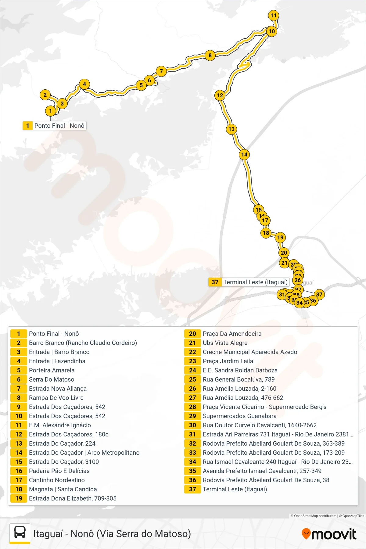 590I bus Line (Itaguaí) route and stops on a map