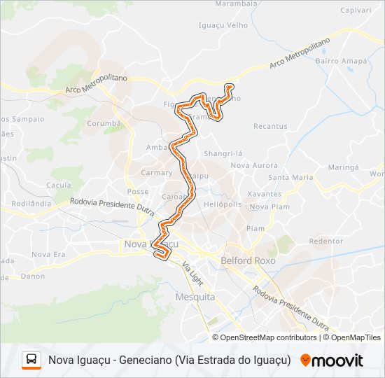 Mapa da linha 141 de ônibus