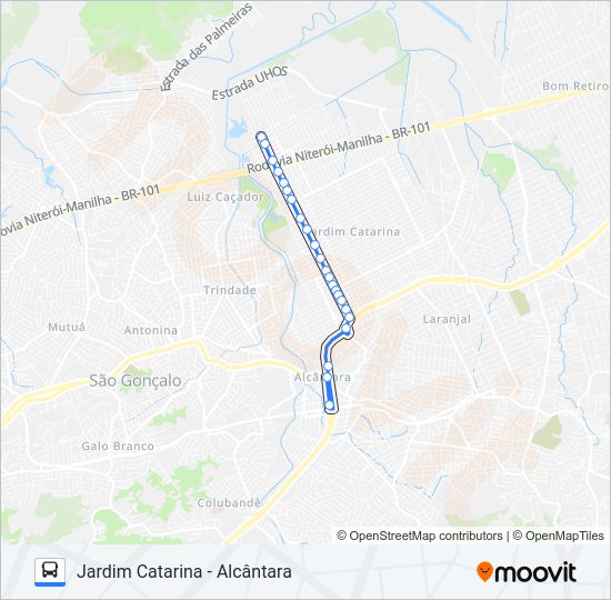 Mapa da linha 13C de ônibus