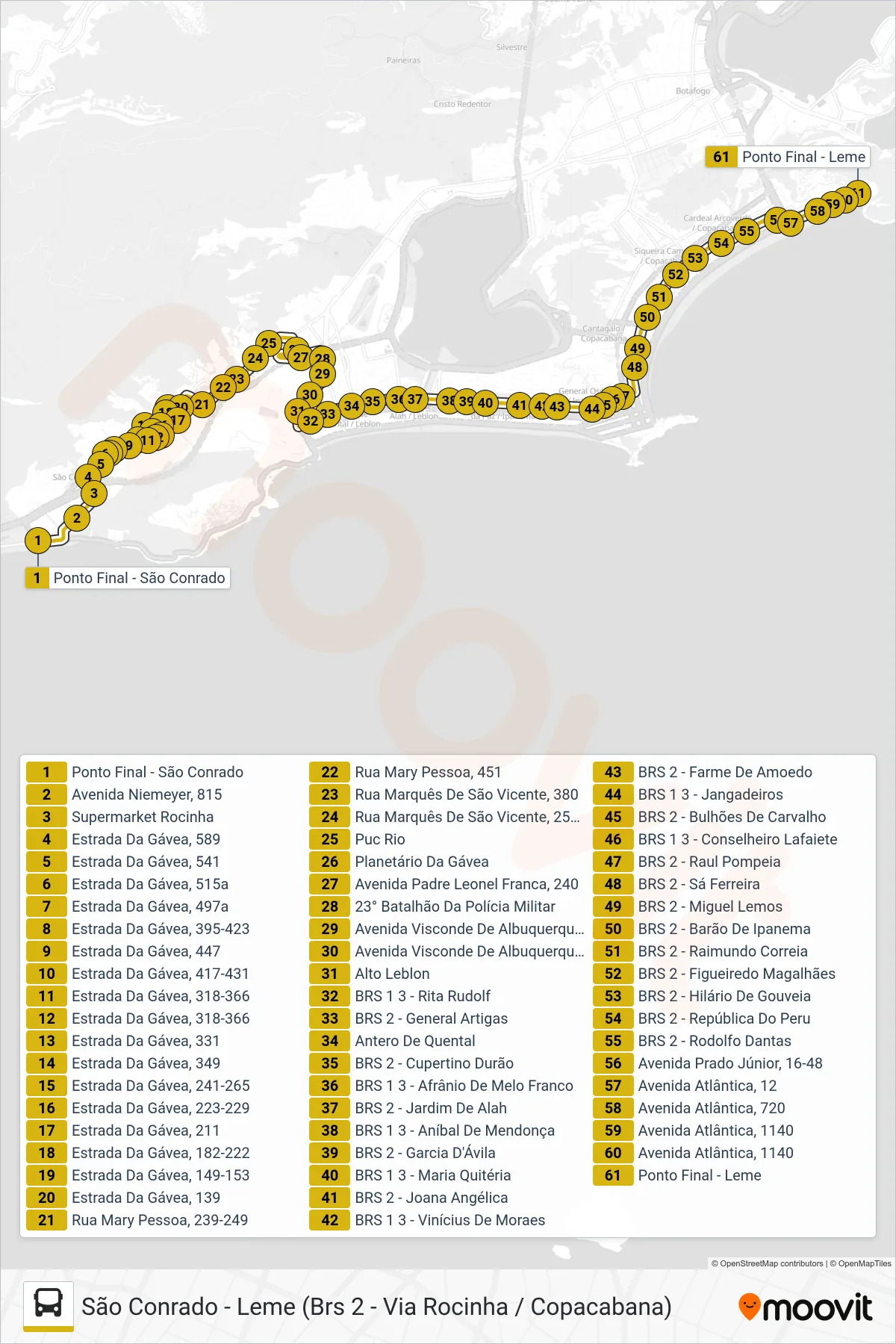 539 bus Line (Leme) route and stops on a map