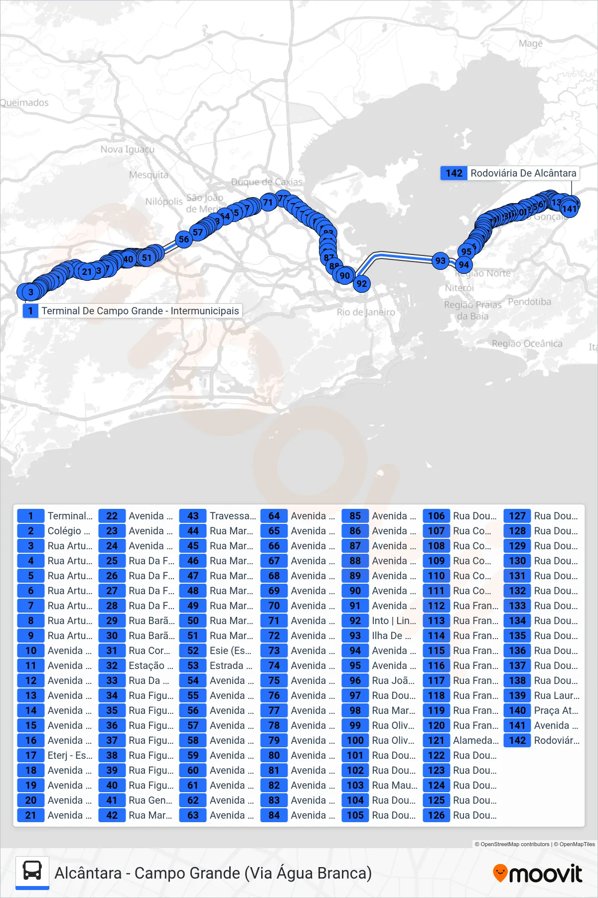 Rota e paradas da linha de ônibus  424D  (Alcântara (Via Porto Velho)) no mapa