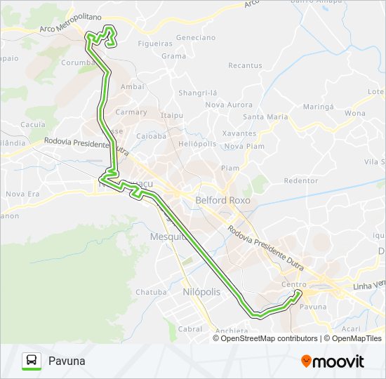 Mapa da linha 716L de ônibus
