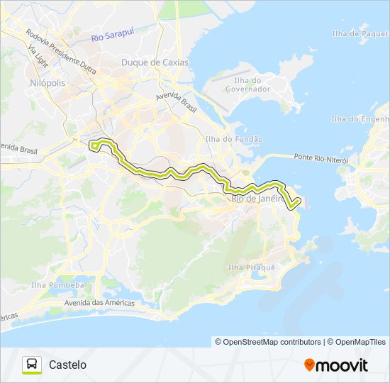 Mapa da linha 265 de ônibus