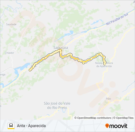 Mapa da linha ANTA - APARECIDA de ônibus