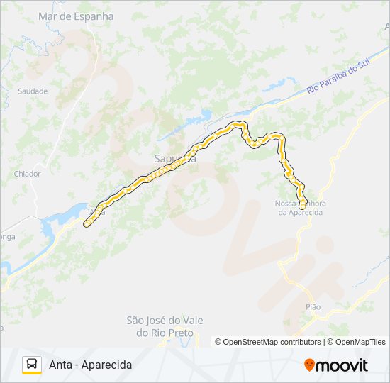 Mapa da linha ANTA - APARECIDA de ônibus