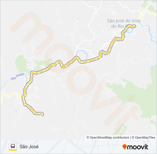 Mapa da linha SÃO JOSÉ - ÍRIS de ônibus