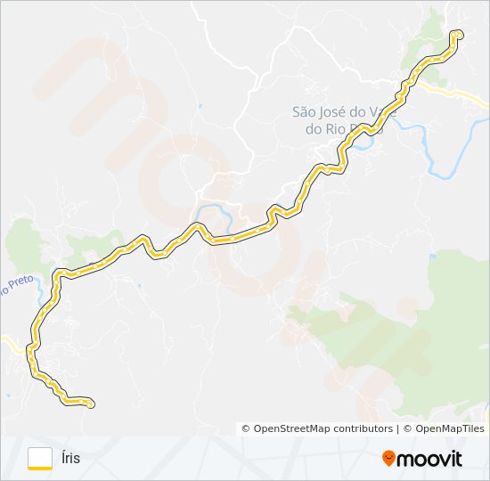 Mapa da linha POUSO ALEGRE - ÍRIS de ônibus