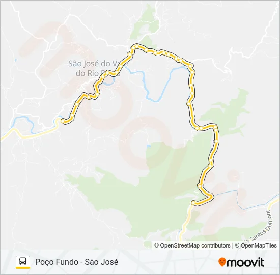 POÇO FUNDO - SÃO JOSÉ Bus Line Map
