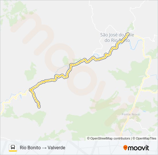 Mapa da linha BOA VISTA - RIO BONITO de ônibus