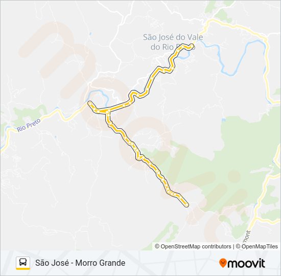 Mapa da linha SÃO JOSÉ - MORRO GRANDE de ônibus