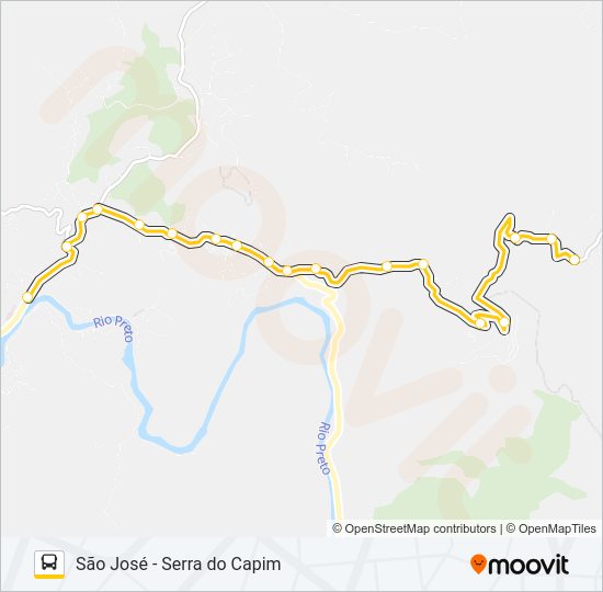 Mapa da linha SÃO JOSÉ - SERRA DO CAPIM de ônibus