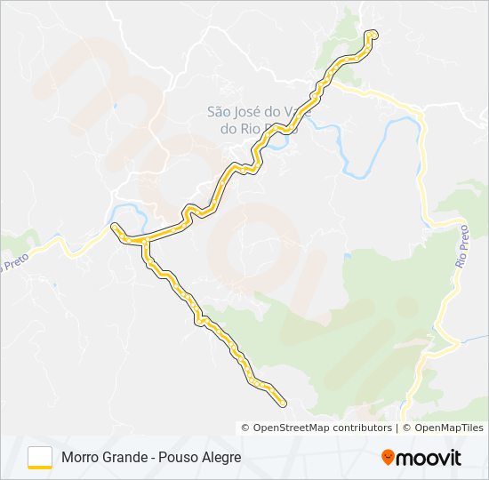 Mapa da linha MORRO GRANDE - POUSO ALEGRE de ônibus