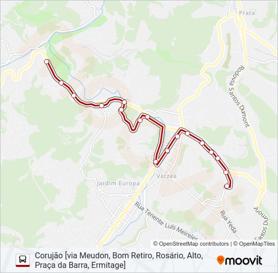 Mapa da linha 99A de ônibus