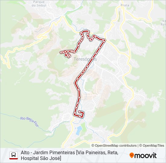 Mapa da linha 12A de ônibus