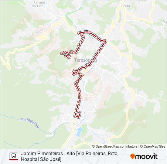 Mapa da linha 12A de ônibus