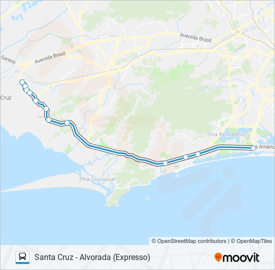 Mapa da linha 10 de ônibus