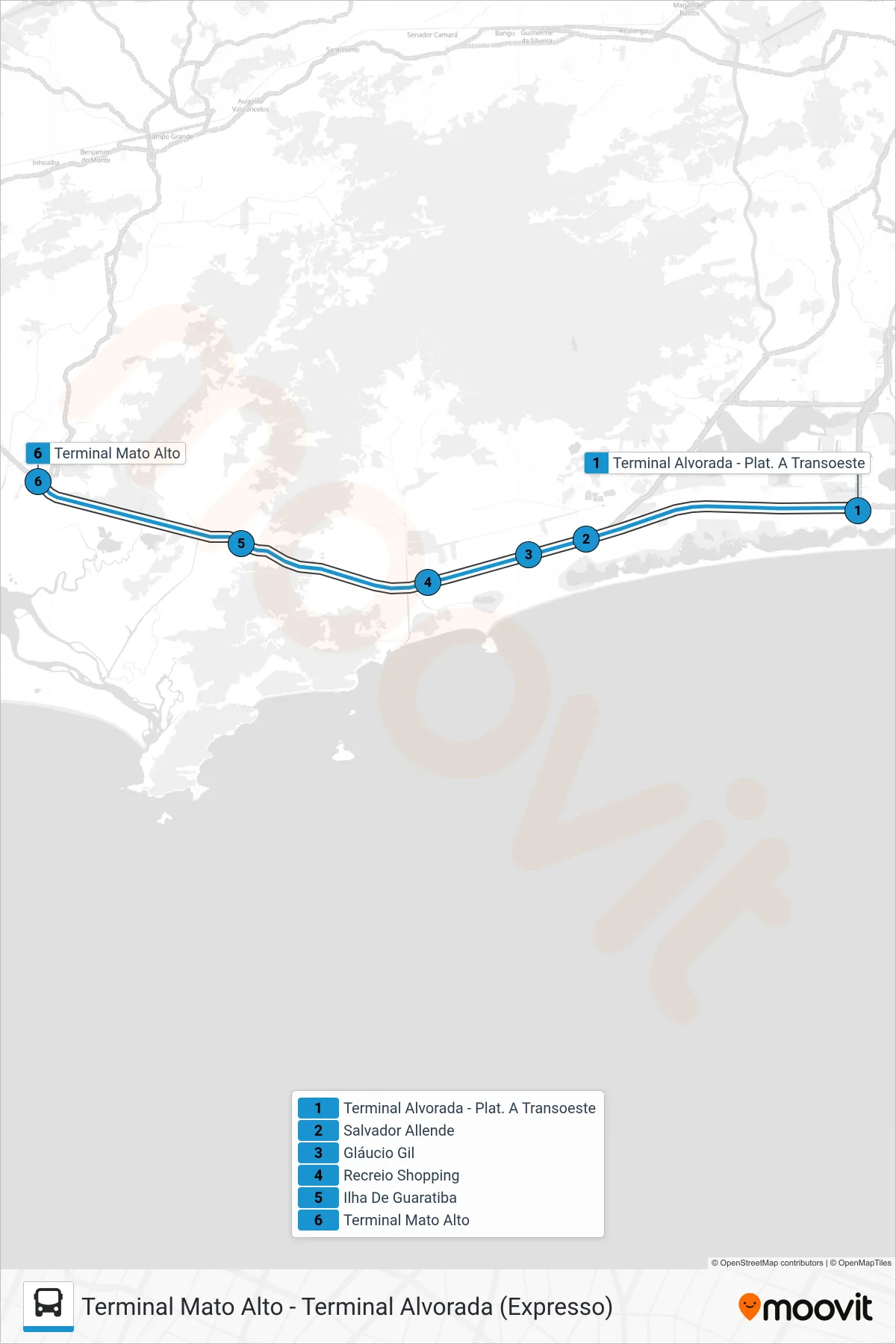 Rota e paradas da linha de ônibus 13 (Mato Alto) no mapa