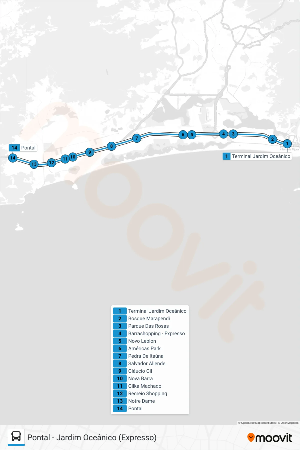 Rota e paradas da linha de ônibus 18 (Pontal) no mapa