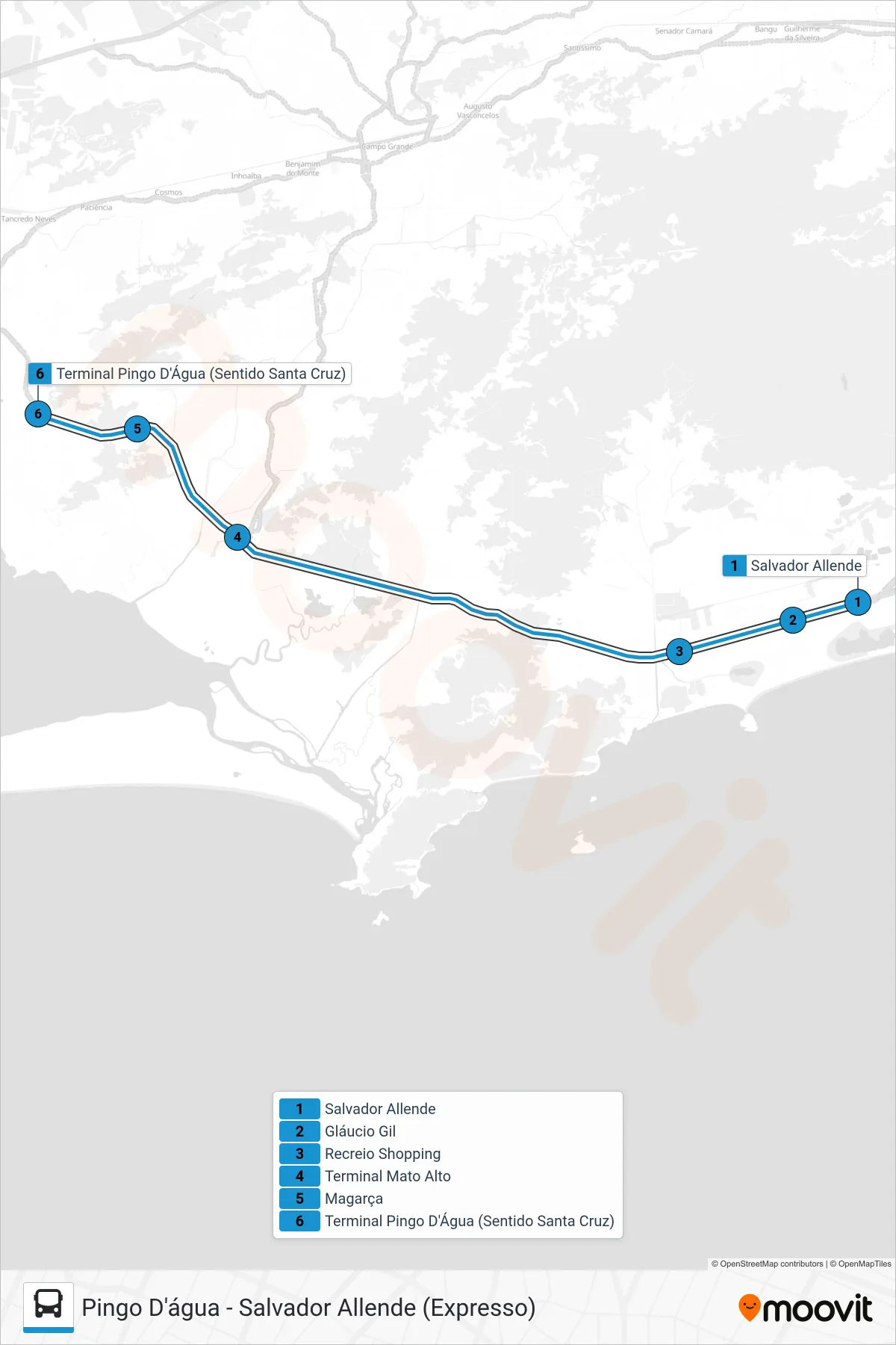 19 bus Line (Pingo D'Água (Expresso)) route and stops on a map
