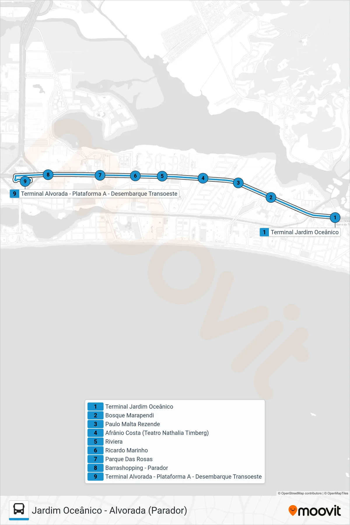 22 bus Line (Alvorada (Parador)) route and stops on a map