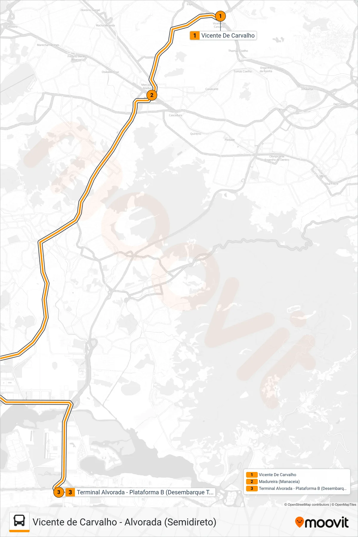 Rota e paradas da linha de ônibus  31  (Alvorada (Semidireto)) no mapa
