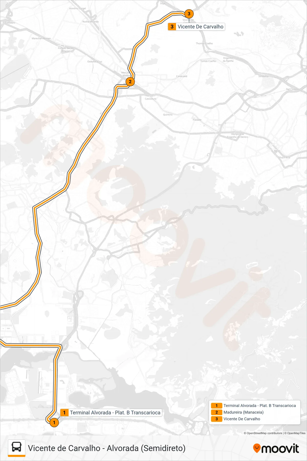 Rota e paradas da linha de ônibus  31  (Vicente De Carvalho (Semidireto)) no mapa