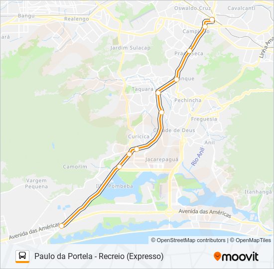 Mapa da linha 41 de ônibus