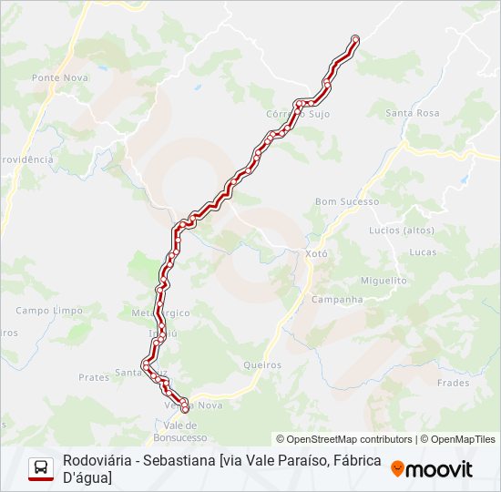 Mapa da linha 47B de ônibus