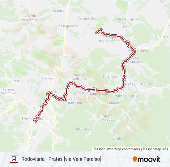 Mapa da linha 59B de ônibus