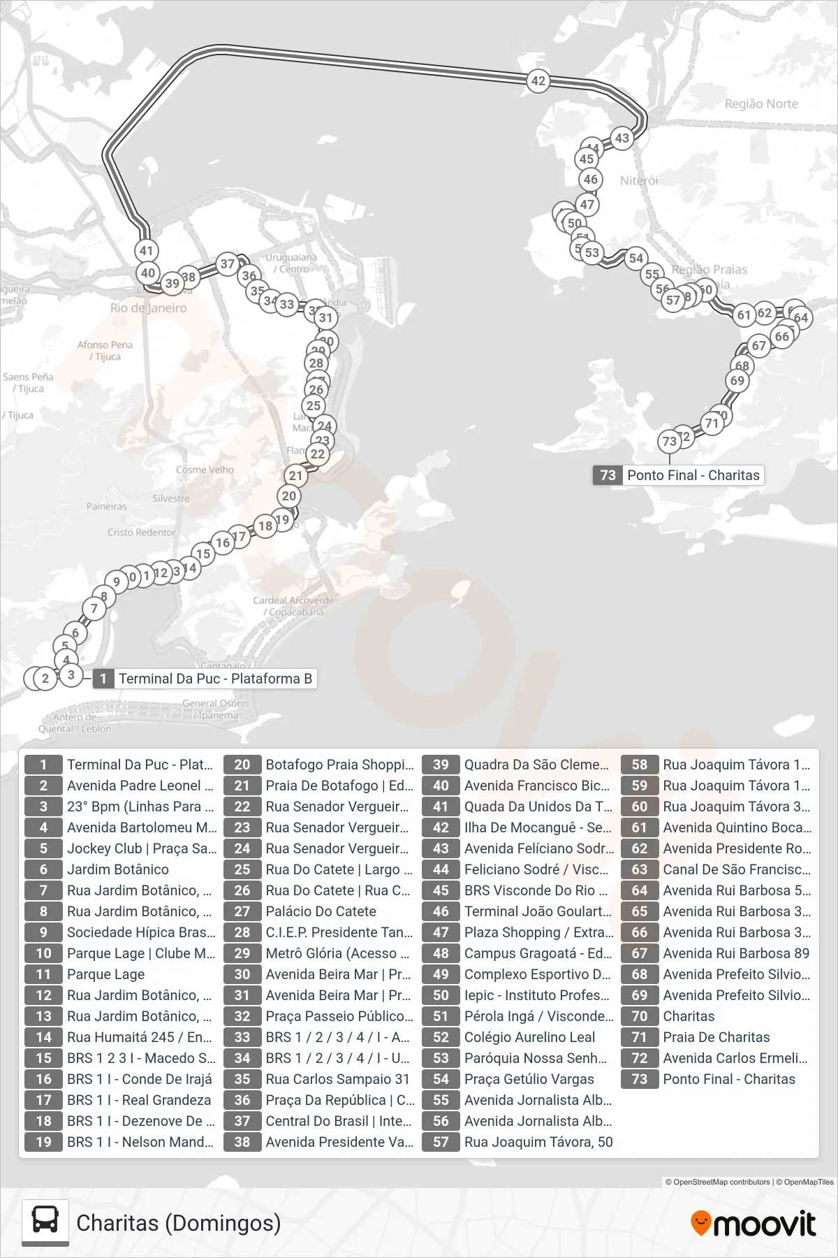 Rota e paradas da linha de ônibus 775D (Charitas (Domingos)) no mapa
