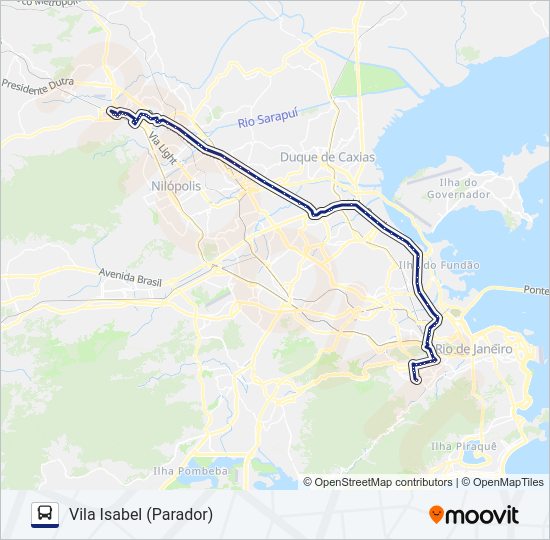 Mapa da linha 134B de ônibus