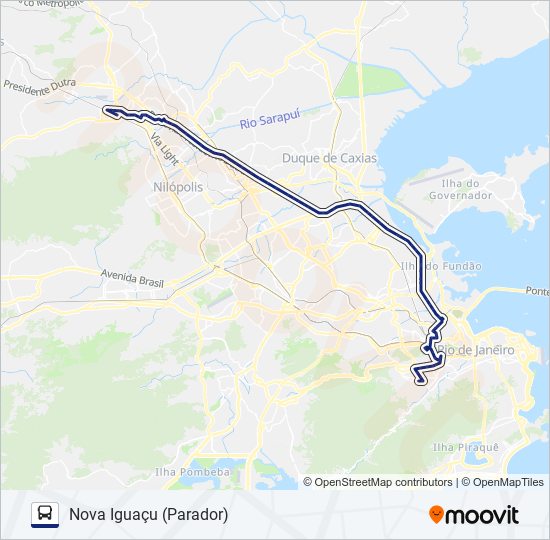Mapa da linha 134B de ônibus