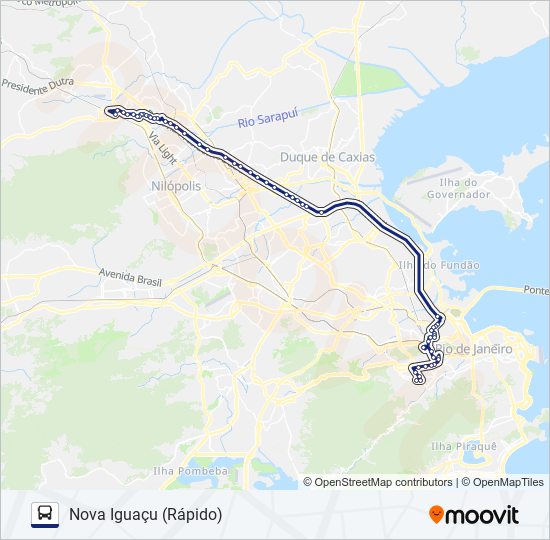 Mapa da linha 134B de ônibus